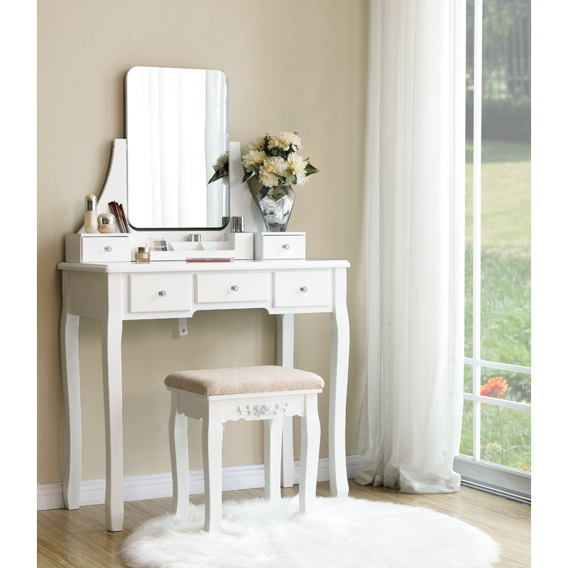 Three Posts Arkin Dressing Table with Mirror & Reviews Wayfair.co.uk